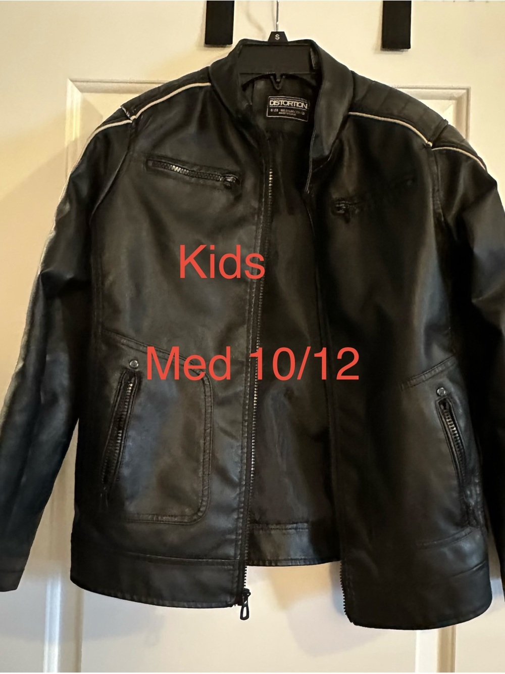 Kids Black Faux Leather Jacket - Distortion